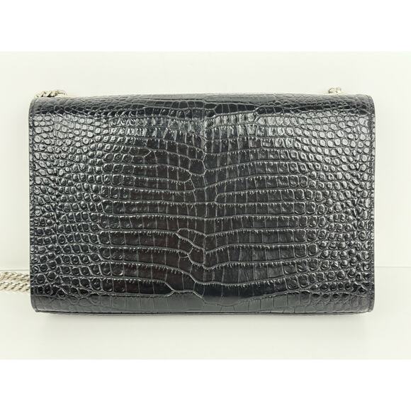 Saint Laurent Kate Tassel Croc-Embossed Leather Shoulder Bag in Black - Picture 8 of 16